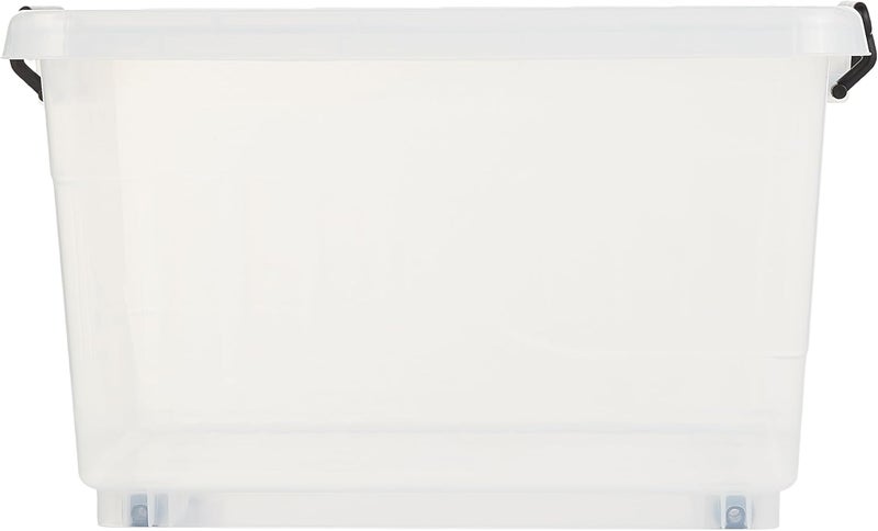 Cosmoplast 33L Clear Plastic Storage Box with Wheels & Lockable Lid - Set of 2 - Image 2